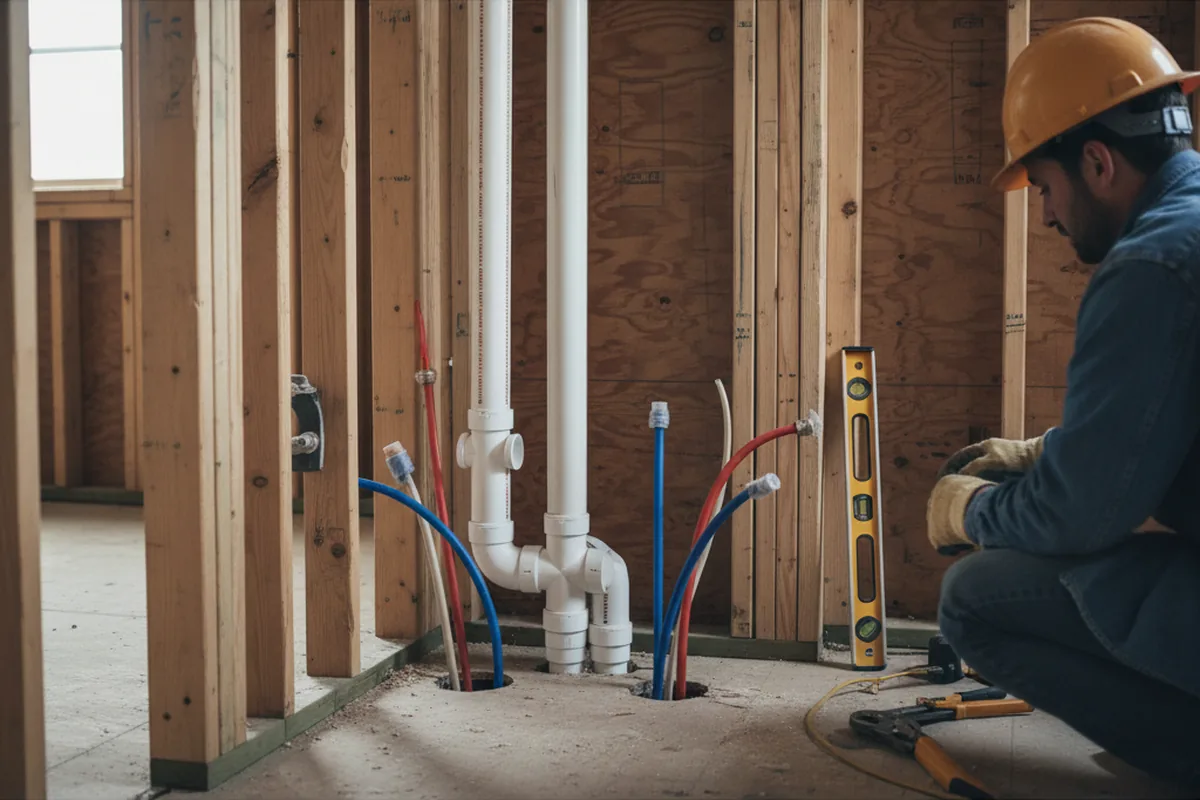 Drain and supply rough-in during Toilet Repair and Installation in Rialto